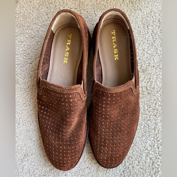 Trask Ali Perforated Brick English Suede Loafers Size 7.5 - Picture 3 of 4